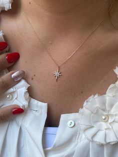 14K Celestial North Star Necklace 14K Gold Pendant With - Etsy Star-shaped Necklace For Anniversary, North Star Pendant, Necklace Girlfriend, North Star Necklace, Celestial Necklace, Mother Day Gift, Girlfriend Gift, North Star, Star Pendant