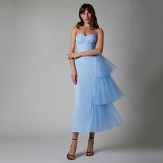 Bandeau Sweet Party Dress Tulle Party Dress, Long Cocktail Dress, High Street Fashion, Ankle Length Dress, Split Dress, Women Long Dresses, Corset Style, High Fashion Street Style, Dress Size Chart