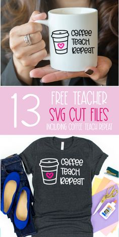 coffee teacher svg cut files with text overlay