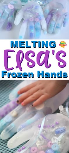 an image of frozen hands made out of ice cream and plastic bottles with text overlay reading melting essa's frozen hands