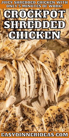 an advertisement for the crockpot shredded chicken dinner