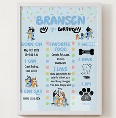 a birthday card for branen the dog with his name and pictures on it's front