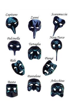 Máscaras y personajes de la Comedia del Arte. Types Of Masks, Italian Masks, Pierrot Clown, Theatre Masks, Venetian Masks, Venetian Mask, Masks Art, Carnival Masks, Masks Masquerade