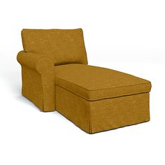 a small chaise lounge chair with a foot rest on the bottom and back side