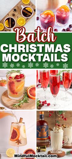 christmas cocktails with orange slices and garnishes