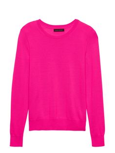 Washable Merino Crew-Neck Sweater | Banana Republic Classic Soft Knit Merino Wool Tops, Classic Merino Wool Soft Knit Tops, Classic Pink Fine Knit Sweater, Classic Fine Knit Pink Sweater, Classic Stretch Wool Tops, Sweater Inspiration, Sweater Neck, Petite Sweaters, Current Styles