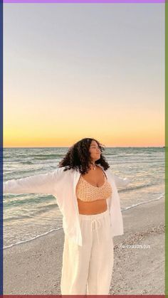 Beach Sunset Photoshoot, Roasting People, Plus Size Beach Outfits, Beach Trip Outfits, Mexico Vacation Outfits, Cancun Outfits, Beach Girl Outfits, Sunset Photoshoot