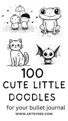 100+ Cute Little Doodles: Simple Techniques to Create Adorable Art - Artsydee - Drawing, Painting, Craft & Creativity Cute Bujo Doodles, Cute Doodle Animals, Cute Doodle Inspiration, Doodle Animals Easy, Sketch Book Drawings Doodles, Cute Little Doodles Simple, Little Doodles Simple, Cute Halloween Drawings Doodles, Cute Little Doodles