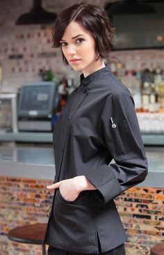 Lizette Wheeler Chef Jackets Women, Chef Outfit, Black Chef, Employee Uniform, Chef Styles, Restaurant Uniforms, Chef Jackets, Chef Pants