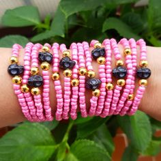 Skull bracelet - layering bracelets - stacking bracelets - friendship bracelet - arm candy - summer jewelry - halloween - bff gift - pink Bracelet set - 15 beaded bracelets in the all set :) The bracelets are 7.5 inches TAKE ADVANTAGE OF COMBINED SHIPPING Only 0.50€ (about 0.60 USD) for adicional item!! Handmade with love :) Trendy Pink Friendship Bracelets For Festival, Trendy Pink Beaded Bracelets For Festival, Pink Spiritual Stackable Beaded Bracelets, Beaded Pink Wrap Bracelet Gift, Cute Pink Friendship Bracelets For Festivals, Pink Beaded Wrap Bracelet As Gift, Cute Pink Festival Friendship Bracelets, Pink Hand-wrapped Beaded Bracelets For Friendship, Pink Trendy Jewelry For Festivals