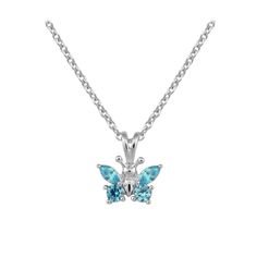 Color rich fine jewelry for children! This girls necklace is crafted of sterling silver and features a beautiful butterfly pendant, the butterfly's wings are formed with four colorful cubic zirconias to simulate December birthstone. The trace chain is 15 inches with lobster claw clasp. A delicate gift to celebrate your little girl's birthday or any special occasion. Silver Cubic Zirconia Butterfly Necklace, Sterling Silver Butterfly Birthstone Jewelry, Sterling Silver Butterfly Charm Necklace, Butterfly Charm Jewelry For Birthday, Silver Butterfly Jewelry With Birthstone, Sterling Silver Butterfly Gemstone Necklace, Silver Butterfly Necklace For Birthday, Silver Butterfly Jewelry For Birthday, Silver Butterfly Jewelry For Birthdays