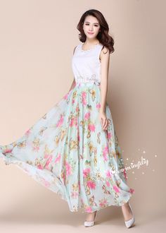 Flower Butterfly Chiffon Skirt Long Maxi Sundress Beachdress Holiday Dress Women Summer Pleat Dress Beach Skirt Plus Size Dresses YM019 Detail Info: ❤ Color: as picture, flower E. More color choice link: https://www.etsy.com/listing/213656440/chiffon-dress-color-card?ref=shop_home_feat_1 you just note the color you want with order, we will make according to your note. ❤ Material: Chiffon Waist 60-100cm, Please choose the length according to your height! Please note your waist size with your orde Holiday Dresses Women, Pleat Dress, Skirt Plus Size, Maxi Sundress, Pleated Maxi Skirt, Beach Skirt, Dress Beach, Skirt Long, Pleated Maxi