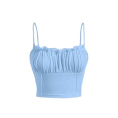 Baby Blue Casual Plain Cami Spaghetti Strap Frill, Ruched Bust Regular Slim Fit Slight Stretch Machine Wash Or Professional Dry Clean Fitted Blue Crop Top Camisole, Light Blue Fitted Cami Top, Fitted Light Blue Cami Top, Casual Light Blue Ruched Top, Fitted Light Blue Spaghetti Strap Top, Blue Ruched Sleeveless Top, Fitted Blue Spaghetti Strap Tops, Blue Fitted Spaghetti Strap Tops, Blue Ruched Tank Top For Spring