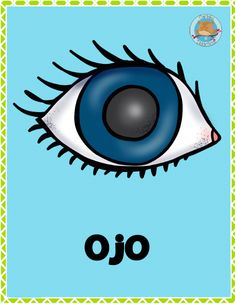 an eye with the word oj written in black and white, on a blue background