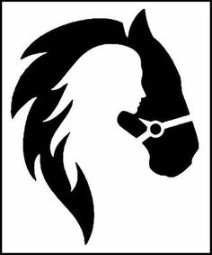 the silhouette of a horse's head is shown in black on a white background