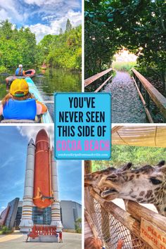 there is a collage of photos with the words you've never seen this side of cocoa beach