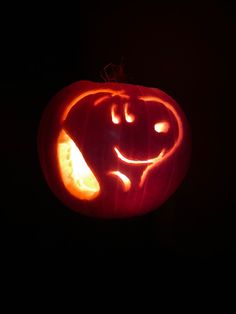 a pumpkin carved to look like a smiling face