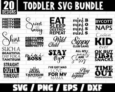 the svg bundle includes 20 todder svg font styles for each child's nursery