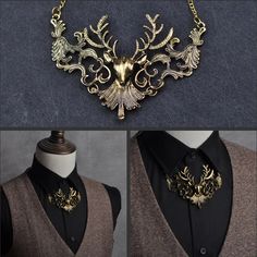 Stag of the Wood Necklace Grooms Necklace, Wedding Casual, Wood Necklace, Fancy Jewelry, Fantasy Jewelry, Fantasy Clothing, Fantasy Fashion, Mode Vintage, Character Outfits