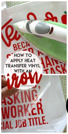 a toothbrush sitting on top of a bag with the words how to apply heat transfer vinyl with an iron