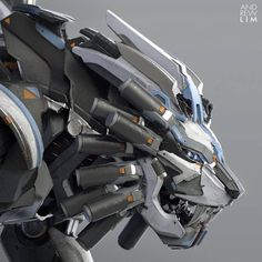 Lion Mecha, Griffin Head, Mech Design, Mechanical Animals, Art Cyberpunk, Robot Animal, Arte Robot, Spaceship Design