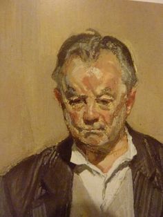 a painting of an older man with his eyes closed