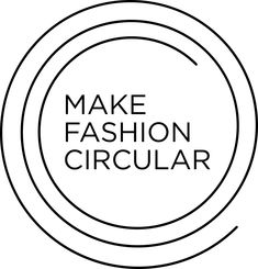 the make fashion circular logo is shown in black and white, with an outline of a circle