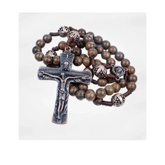 Our Father Wood Rosary Beads Necklace Large Antique Cross 20 Nazareth Store Knotted Rosary, Wooden Rosary, Rosary Beads Necklace, Purple Gift, Our Father, Metal Cross, Holy Mary, Rosary Necklace, Rosary Beads