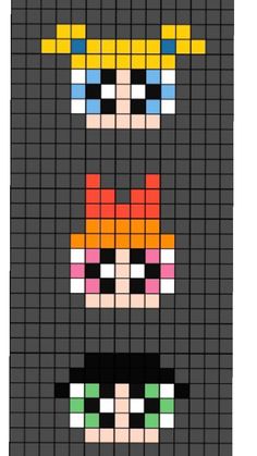 the pixel art is made with different colors and shapes, including one woman's face