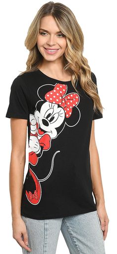 PRICES MAY VARY. Print with Minnie Mouse or Eeyore - officially licensed by Disney Soft, thin, lightweight fabric Short sleeve, crew neck, no print on back Underarm to underarm: S=18", M=19", L=20", XL=21.5", 2XL=23" Length back of the neck to bottom: S=24", M=24", L=25", XL=25", 2XL=26" Minnie Mouse or Eeyore graphic t-shirt - officially licensed by Disney. Crewneck, short sleeves, no print on back. Lightweight fabric is cotton/polyester blend. Machine wash cold with like colors and tumble dry Lean In, Woman Clothes, Disney T, Disney Tshirts, Disney Ladies, Womens T Shirt, Disney Outfits, Cute Tshirts, Quality T Shirts