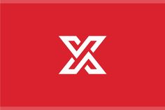 the letter x is made up of two intersecting white lines on a red square background