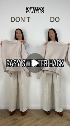 MARIA ALCALDE on Instagram: "✨ EASY SWEATER HACK ✨  #hack #sweater #easy #fashionhack #fashion #fashionblogger #fashionstyle #fashionista #styleblogger #styleinspiration #ootd #outfit #ootdstyle #ootdinspiration" How To Tie A Sweater, Style Hacks Tips And Tricks, Outfit Hacks, Blanket Scarf Tutorial, Diy Fashion Videos, How To Wear Shirt, Dress Body Type, Diy Fashion Scarf