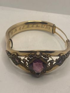 Vintage engraved cuff bangle bracelet 12k gold filled rose gold set with antique amethyst crystal Tarnished with age and has wear as shown Fits an average to large wrist 8 inch All jewelry is shipped free in the US in a nice gift box. Check out our over a THOUSAND great reviews!!! Engraving is $4 per letter and is not always perfect depending on the piece. It can take a few days if the jeweler is busy. This is payable to Paypal Judithsltd@gmail.com Marcasite Bracelet, Engraved Cuff, Bracelet Rose Gold, Cuff Bangle Bracelet, Heart Locket, Cuff Bangles, Gold Set, Amethyst Crystal, Gmail Com