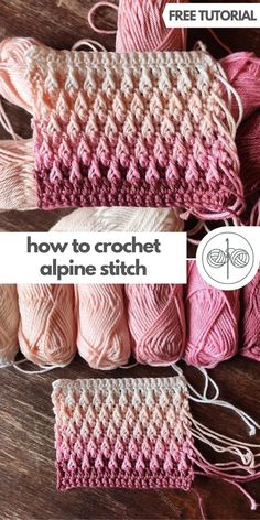 three crochet afghans with the text, how to crochet alpine stitch