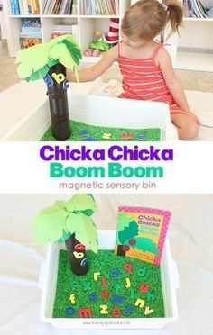 Chicka Chicka Boom Boom Activities, Kindergarten Sensory, Letter Learning Activities, Toddler Sensory Bins, Chicka Chicka Boom Boom, Chicka Chicka, Tree Study, Toddler Sensory, Sensory Boxes