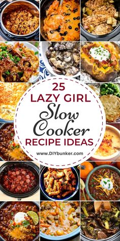 Simplify your life with these lazy girl crock pot recipes that are almost too easy! Set it and forget it with these delicious, time-saving meals perfect for busy weeknights or lazy weekends. From comforting classics to creative new ideas, find your new favorite slow cooker recipe. #CrockPotRecipes #SlowCookerMeals #EasyDinnerRecipes #DIYBunker Crock Pit Dinner, Two Person Crockpot Meals, Easy Crockpot Lunch Recipes, Easy Delicious Crockpot Meals, Slow Cooker Supper Ideas, Easy Crockpot Dinners For Two, Dump And Go Slow Cooker Recipes, 8 Hour Crock Pot Recipes, Simple Slow Cooker Meals