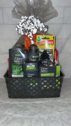 -This basket makes the perfect Valentines gift, birthday or Father's Day gift. Loaded with all of his favorites such as Personal care items, and  candy. All baskets are custom-made to order so each one will vary in appearance and content but they all contain the same inspired look and quality of items. -All baskets will come wrapped tightly and topped with a bow. -If you are interested in other personalized gift baskets that are not currently listed on my page please feel free to message me. -Re Fathers Day Basket, Mens Gift Basket, Personalized Gift Baskets, Baskets For Men, Gift Baskets For Men, Hamper Basket, Personal Care Items, Spa Kit, Valentines Gift