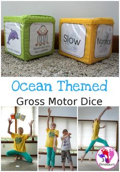 the ocean themed gross motor dice is great for kids to learn how to read and play