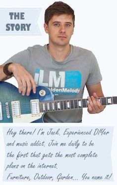 a man holding an electric guitar in his right hand with the caption below him