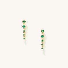 You'll fall in love with these dainty chain stud earrings that feature a pavé CZ diamond. These earrings make the perfect gift and stack effortlessly with your favorite hoops and studs. Earrings Emerald, Gold Vermeil Jewelry, Gold Bond, Emerald Bead, Dainty Chain, Sell Gold, Vermeil Jewelry, Solid Gold Jewelry, Cz Diamond