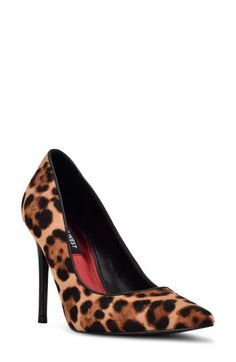 Boldly patterned calf hair makes this pointy-toe pump the perfect way to stand out from the crowd. 4" heel Genuine calf-hair (USA) upper/synthetic lining and sole Imported Stand Out From The Crowd, Calf Hair, Women's Pumps, Nine West, Kitten Heels, Nordstrom, Pumps, Heels, Hair