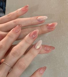 Simple But Pretty Nail Designs, Mood Nails Gel, Wonyoungism Nails, Pretty Almond Nails Classy, Almond Nails Aesthetic, Henna Nails