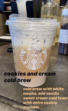 a starbucks cup with cookies and cream cold brew