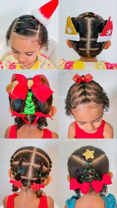 Christmas Braids For Black Kids, Toddler Christmas Hair, Grinch Hairstyles, Braids For Black Kids, Baby Girl Hairstyles Curly, Girls Hairdos, Cute Toddler Hairstyles