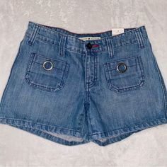 Y2k Tommy Hilfiger Deadstock Nwt Jean Shorts 2000s Vintage Y2k Blue Mid-rise Bottoms, Y2k Style Mid-rise Blue Bottoms, Blue Y2k Mid-rise Bottoms, Y2k Style Blue Mid-rise Bottoms, Y2k Short Pants With Pockets, Y2k Style Short Pants With Pockets, Y2k Medium Wash Cotton Bottoms, Y2k Fitted Jean Shorts With Pockets, Y2k Cotton Short Bottoms