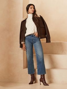 Jeans For Tall Women, Wide Leg Jeans Outfit, Jeans Outfit Winter, Cropped Wide Leg Jeans, Cropped Flare Jeans, Best Jeans, Fall Fashion Outfits, Look At You, Winter Fashion Outfits