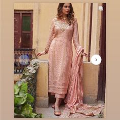 Kanwal Malik 4 Piece Shirt Slip Dupatta Trouser Chicken Kari, Pakistani Salwar Kameez, Designer Salwar Suits, Indian Gowns, Engagement Dresses, Fancy Dress Design, Pants Suit, Pakistani Designers, Suit Fabric