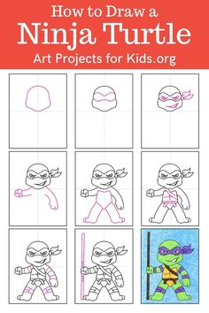 how to draw a ninja turtle art projects for kids