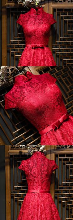 Only $89, Homecoming Dresses Chinese Burgundy Qipao Style Short Reception Party Dress With Sleeves #MYX18209 at #GemGrace. View more special Bridal Party Dresses,Homecoming Dresses now? GemGrace is a solution for those who want to buy delicate gowns with affordable prices. Free shipping, 2018 new arrivals, shop now to get $5 off! Elegant Sleeveless Fitted Cheongsam, Festive Lace Dress For Banquet, Fitted Holiday Dress For Banquet, Fitted Holiday Banquet Dress, Holiday Banquet Fitted Dress, Elegant Floor-length Evening Dress For Ceremony, Fitted Cocktail Gown For Party Season, Elegant Floor-length Cheongsam For Formal Occasions, Elegant Sleeveless Cheongsam For Evening