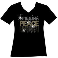 "Imagine Peace Ladies T-shirt, Holographic Sparkle Spangle Bling Waterfall Inspirational Saying short, long sleeve, tank or hoodie sweatshirt Add some sparkle to your life in our holographic spangle or rhinestone shirts! What's the difference? We have a detailed comparison chart in the product photos to help you decide along with detailed sizing charts and color options for your bling. Shop with confidence knowing we are a ⭐STAR SELLER ⭐. ❤HOW TO ORDER: Look through the product photos and decide I Dont Swear I Sparkle Shirt, Bling Shirt, Bling Shirts, Rhinestone Shirts, Sports Mom, Lady V, Orlando Fl, Graphic Tees Women, Recycled Fabric